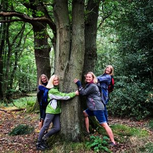 tree hugging at nature and yoga retreat